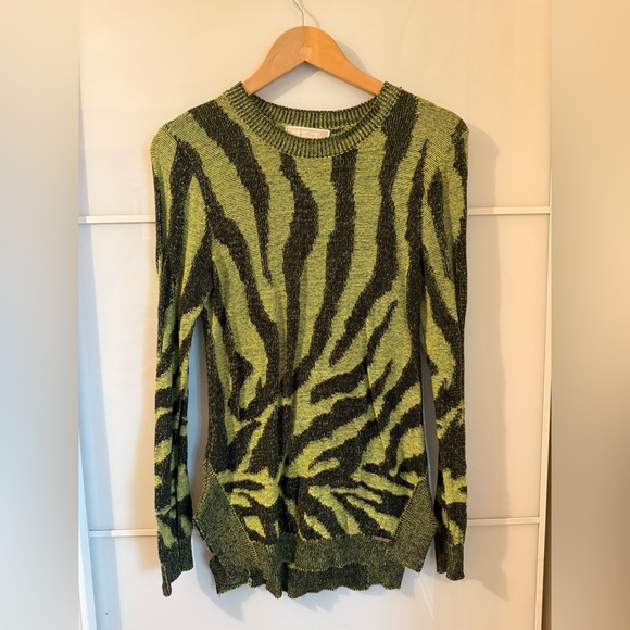 Michael Kors Lime and Black Zebra Patterned Thin Sweater Size M - Picture 1 of 4
